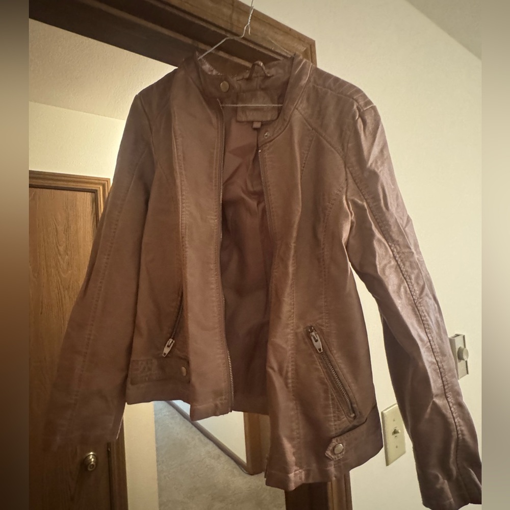 Pink Faux Leather Jacket